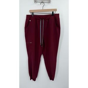 FIGS Scrub Pants Burgundy Cargo Pockets‎ Elastic Waist Drawstring Womens XL